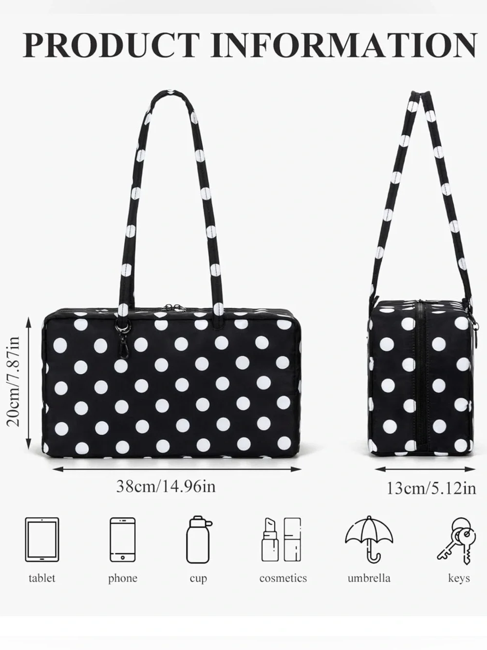 Nylon Polka Dots Bowler Bag/Shoulder Bag- FREE Bag Charm With Purchase